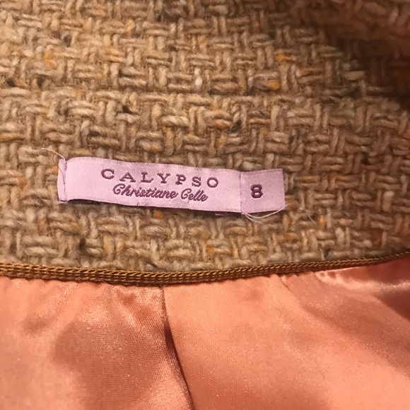 Calypso St. Barth Tan Textured Wool Blend Trench Coat - Picture 5 of 5